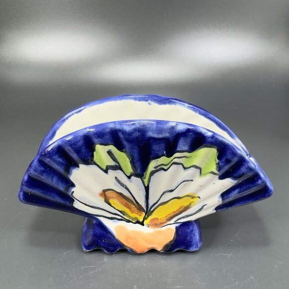 Mexico Hand Made Talavera Pottery Napkin Holder Flower Pattern Hand Painted VTG - Picture 10 of 10